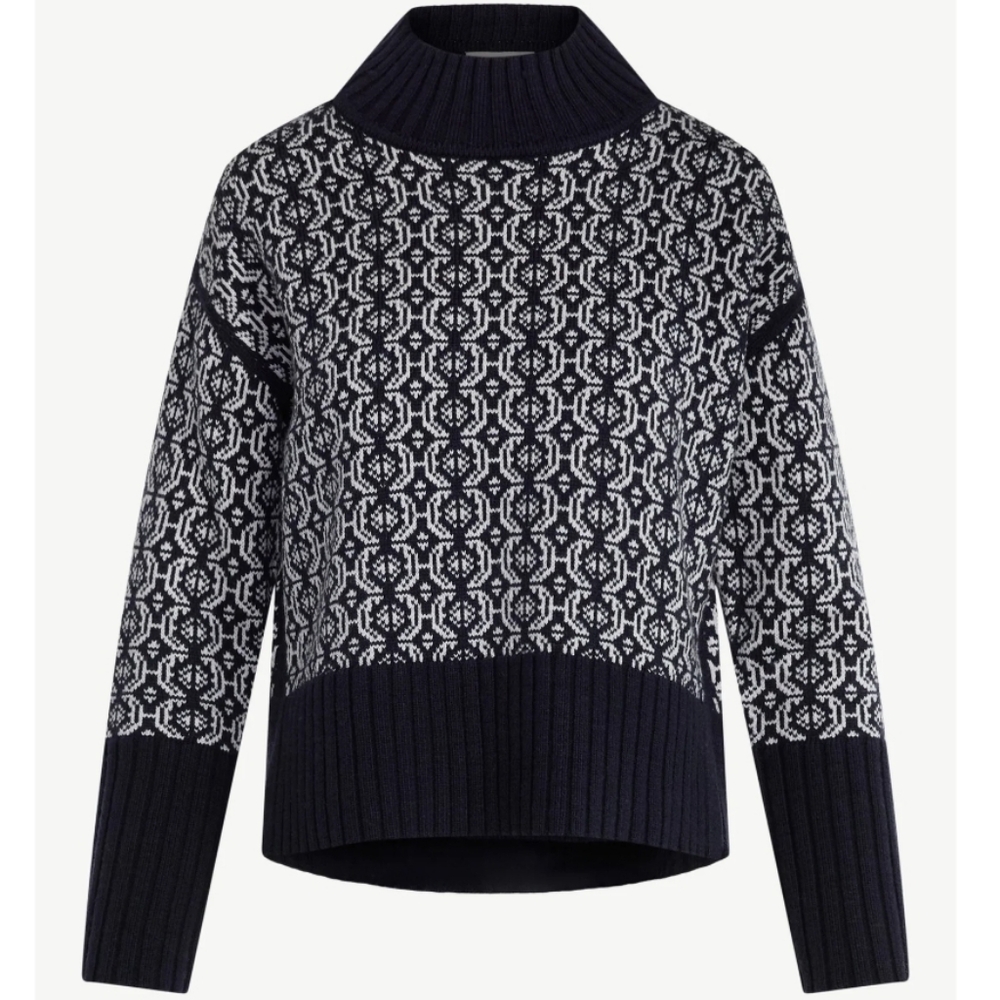 Free Assembly Women's Patterned Mock Neck Sweater with Tall Cuffs, Midweight